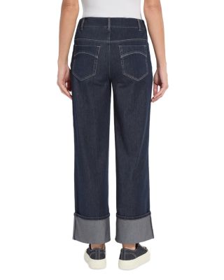 Samara High Rise Cuffed Wide Leg Jeans in Indigo