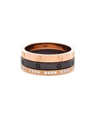  Love Band 3 Ring Set 18K Rose Gold, Diamonds and Ceramic