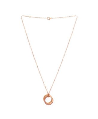  Trinity Pendant Necklace 18K Rose Gold with Pave Pink Sapphires 17.50"