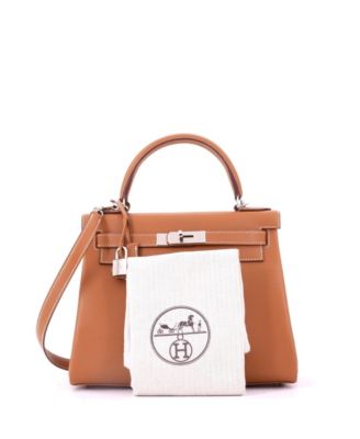Kelly 28 Handbag Brown Madame with Palladium Hardware
