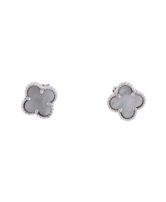  Sweet Alhambra Stud Earrings 18K White Gold and Mother of Pearl