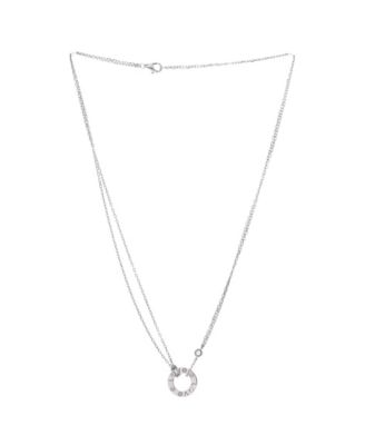  2 Diamonds Love Pendant Necklace 18K White Gold with Diamonds 16.25"