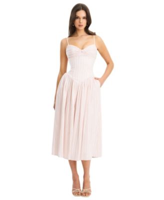  Zania Ruched Breast Cotton Jacquard Midi Dress