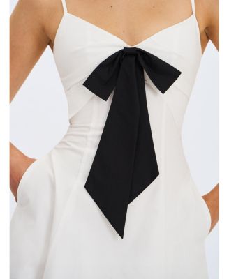  Corinne Poplin Flared Maxi Dress with Removable Bow