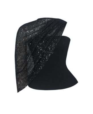  Quinette Peplum Top with Beaded Asymmetrical Cape