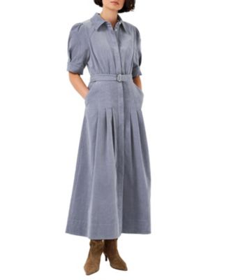  Women's Corduroy Belted Midi Dress