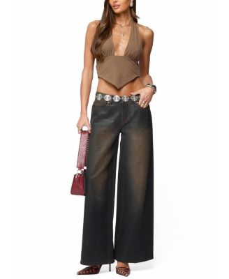 Open Back Triangle Halter Top