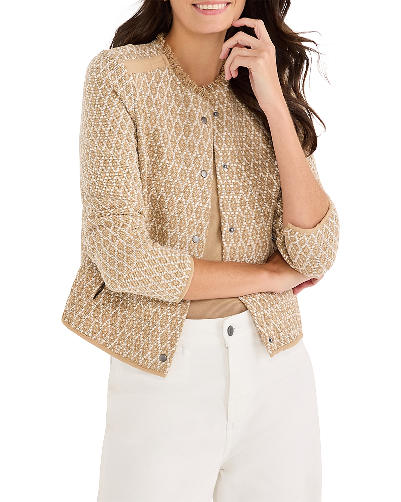 Nic+Zoe Brocade Fringe Knit Jacket