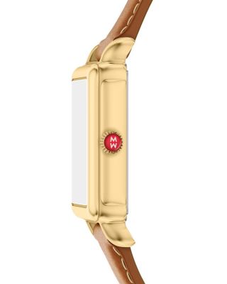 Deco Park 18K Gold-Plated Brown Leather Watch, 23mm x 29mm