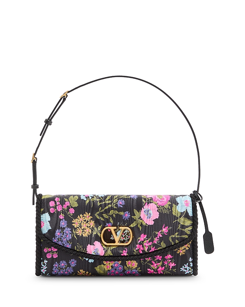 Valentino Garavani DeVain VLogo Moire Papier Floral Fabric Small Shoulder Bag