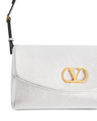 DeVain VLogo Laminated Nappa Leather Small Shoulder Bag