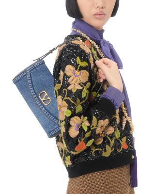 DeVain VLogo Small Denim Shoulder Bag