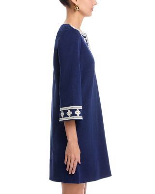 Sunset Harbor Embroidered Three Quarter Sleeve Dress