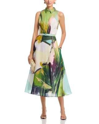 Abstract Print Sleeveless Shirt Dress