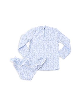 Girls' Coastal Garden Floral Rashguard Two Piece Swimsuit - Little Kid