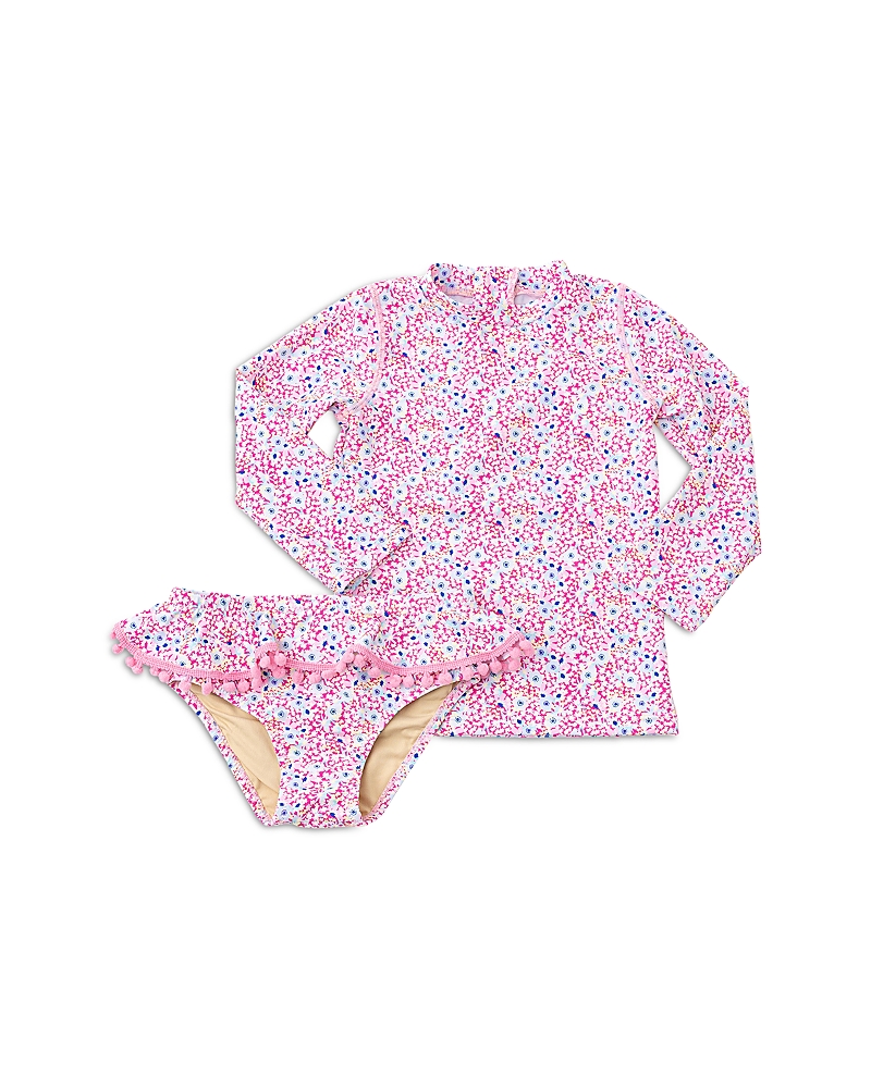 Shade Critters Girls' Ditsy Floral Rashguard Two Piece Swimsuit - Little Kid