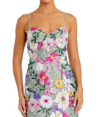 Petite Floral Embroidered Sleeveless Bustier Gown