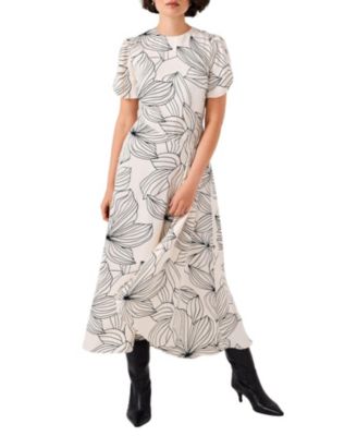  Women's Print Short Sleeve Satin Midi Dress