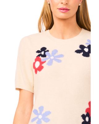 Groovy Flower Short Sleeve Pullover Sweater