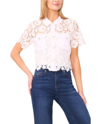 Patch Pocket Short Sleeve Button Down Blouse
