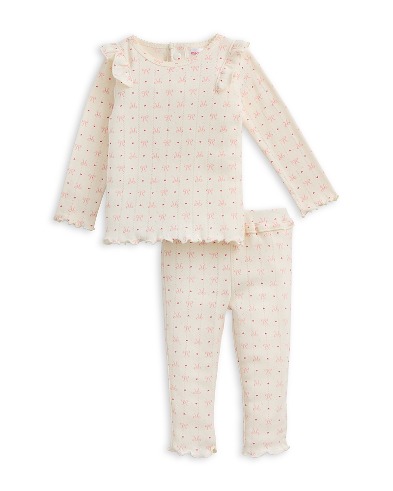 Magnetic Me Girls' Heart & Bow Pointelle Pajama Set - Baby, Little Kid, Big Kid