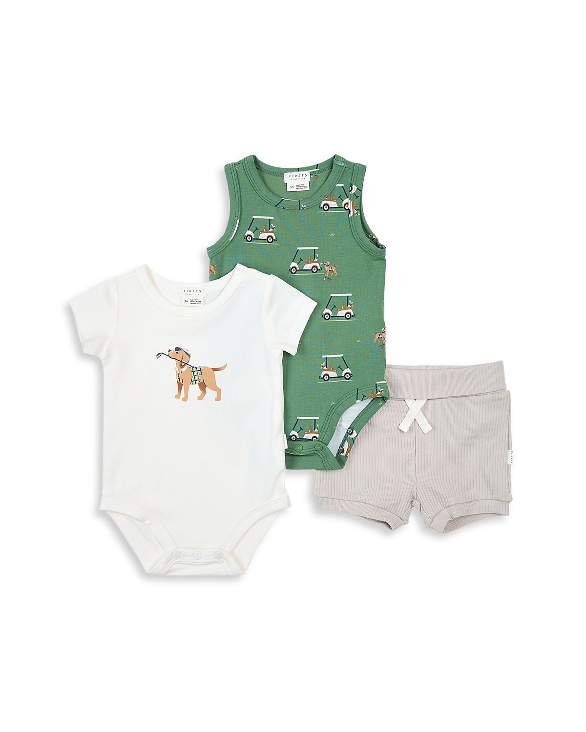 Firsts by petit lem Boys' Golf Pups Bodysuits & Shorts Set - Baby