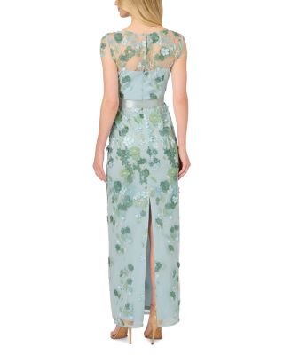 Embroidered Belted Gown