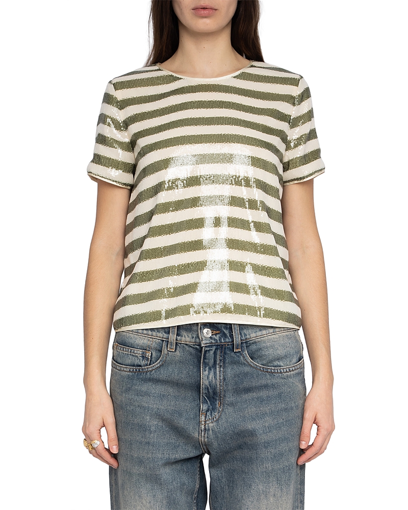 Zadig & Voltaire Tchao Sequin Stripe Top