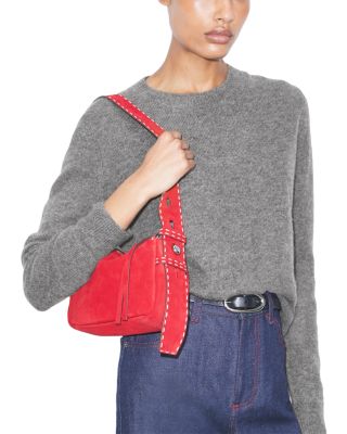 Romy Small Pick Stitch Suede Shoulder Bag