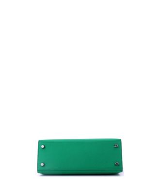 Kelly 25 Handbag Green Epsom with Palladium Hardware