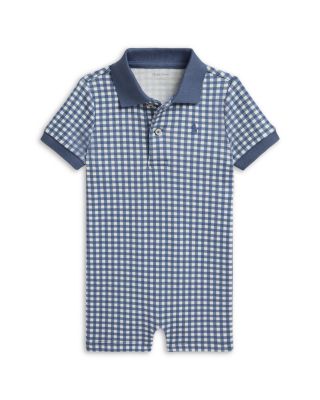 Boys' Gingham Soft Cotton Polo Shortall - Baby