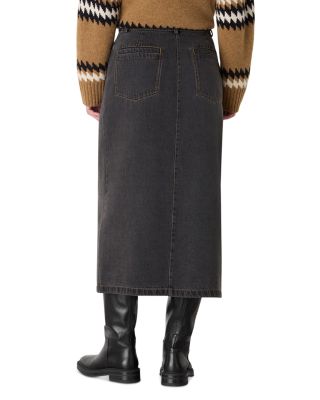 Denim Button Wrap Midi Skirt