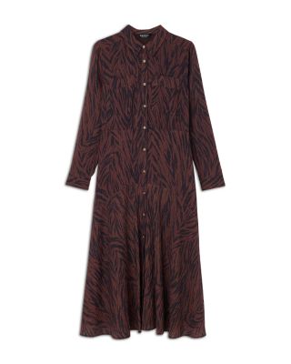 Zebra Print Collared Shirt Dress