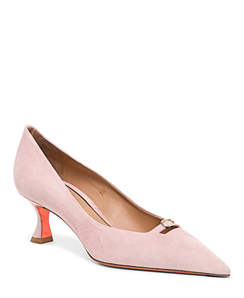 Santoni Women's Suede Mid-Heel Slingback