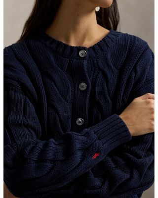 Crewneck Cable Knit Cardigan Sweater