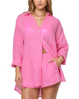 Rio Button Front Linen Cover Up Tunic & Rio Linen Cover Up Shorts