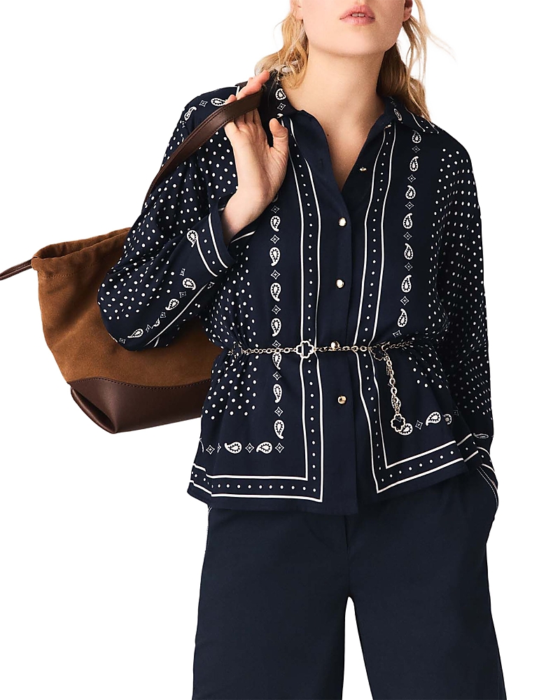 Maje Chain Belt Bandana Print Shirt
