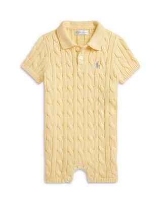 Boys' Cable Knit Cotton Polo Shortall - Baby