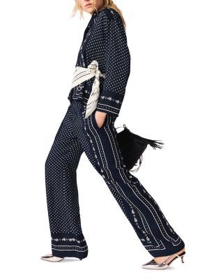 Bandana Print Wide Leg Pants