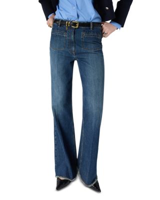 Amandie Bootcut Frayed Hem Jeans in Blue