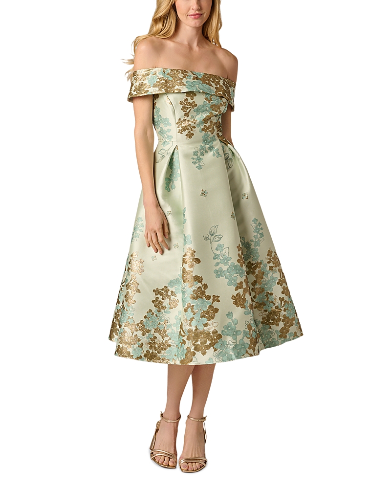 Adrianna Papell Off the Shoulder Midi Dress