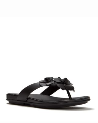 Women's Gracie Flower Leather Flip Flops