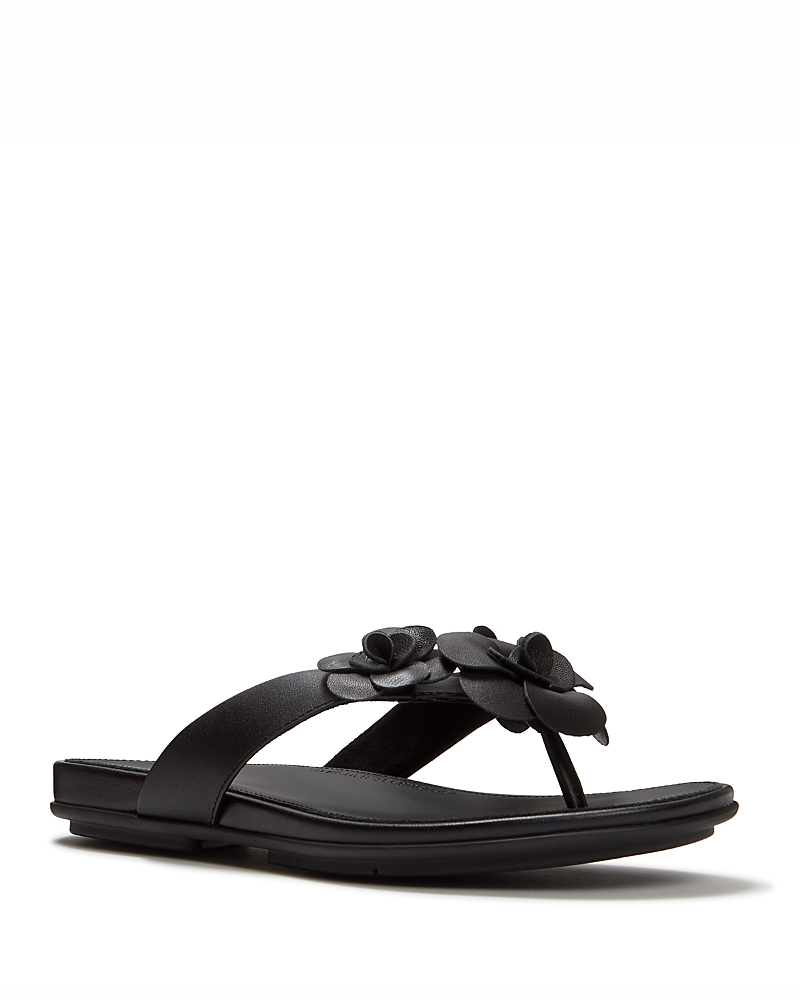 FitFlops Women's Gracie Flower Leather Flip Flops