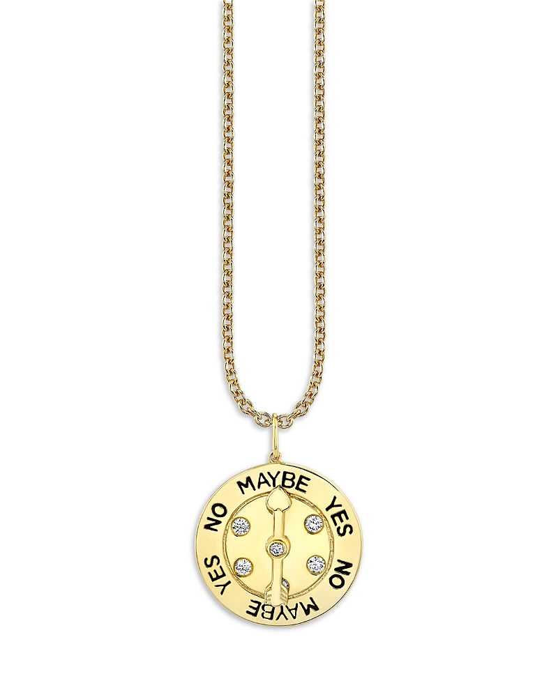 Sydney Evan 14K Yellow Gold Diamond Love Meter Charm Necklace, 16