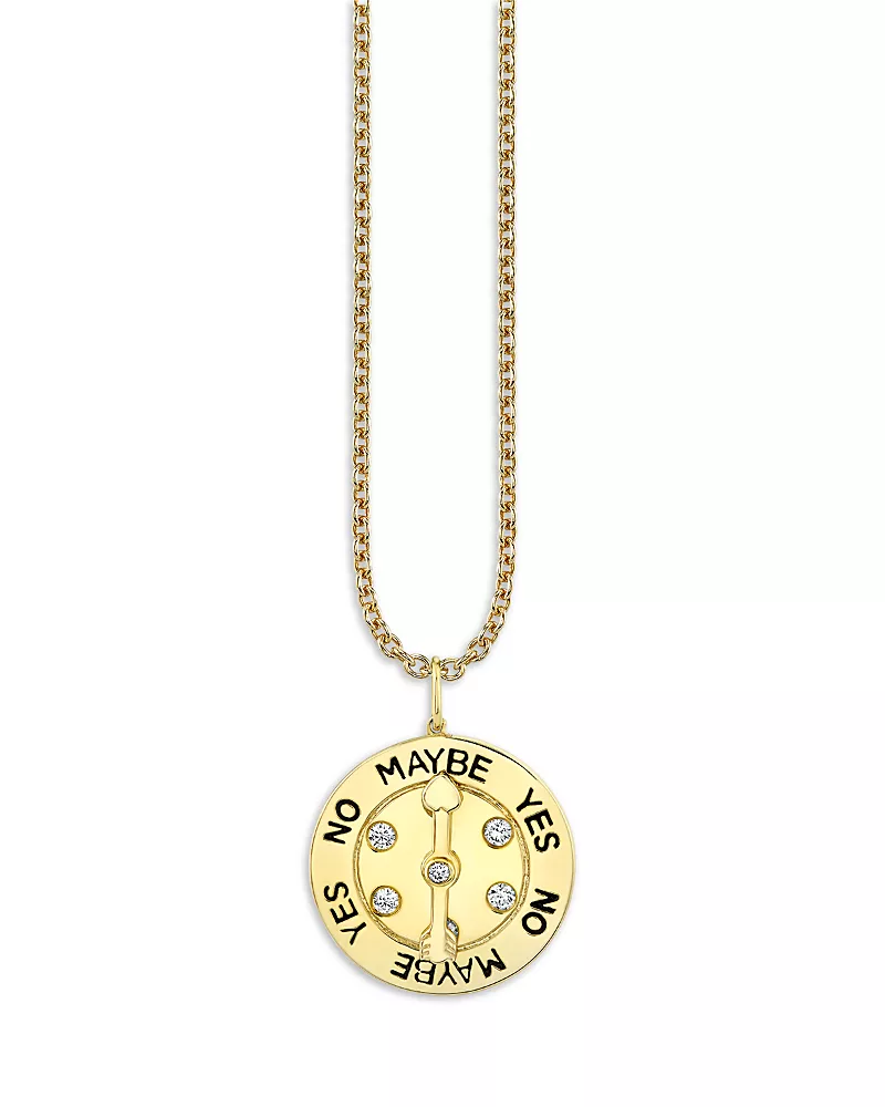 Sydney Evan 14K Yellow Gold Diamond Love Meter Charm Necklace, 16
