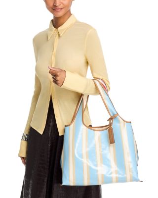 Dual Stripe Canvas Market Tote Bag