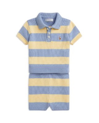 Boys' Striped Cotton Polo Sweater & Shorts - Baby