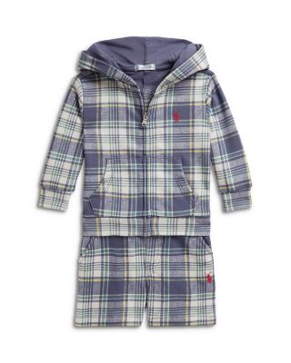 Boys' Plaid Terry Full Zip Hoodie & Shorts - Baby