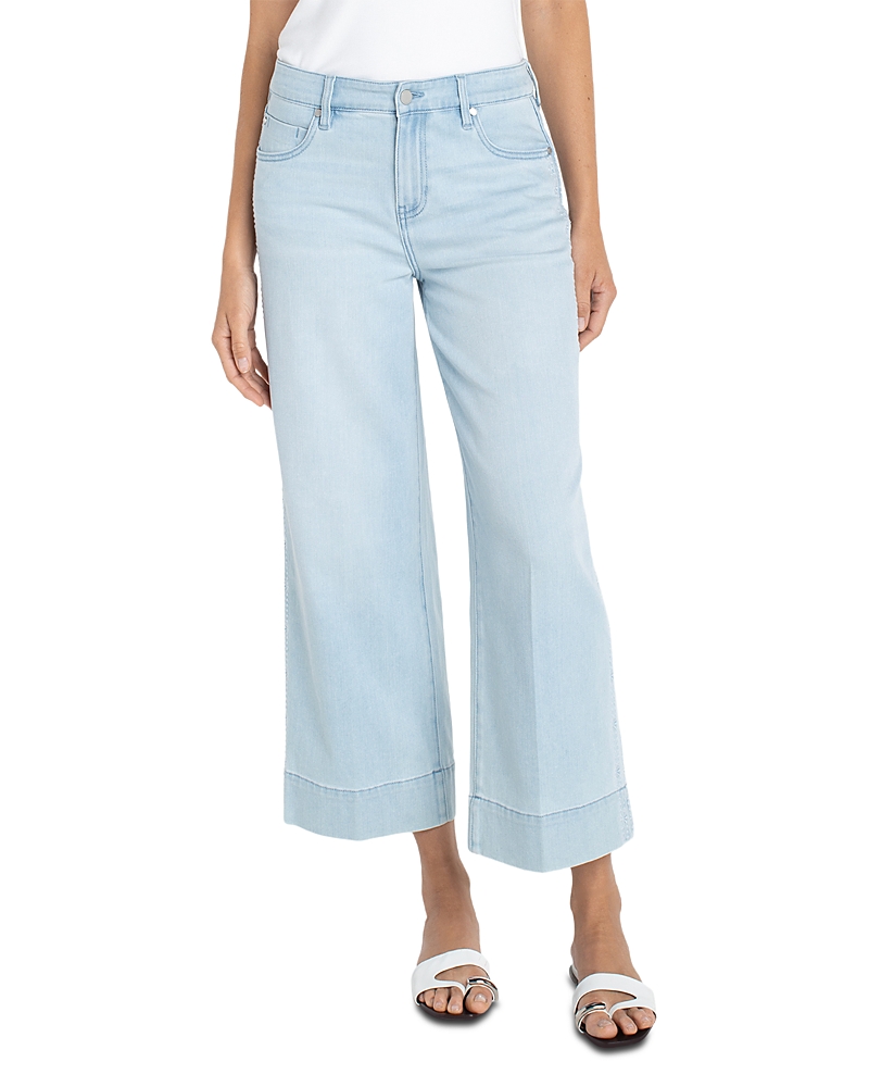 Liverpool Los Angeles Stride Crop Wide Leg Jeans in Marine Flowers
