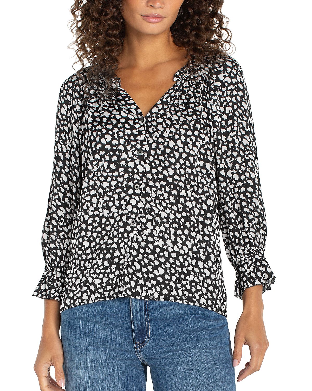 Liverpool Los Angeles Button Front Woven Top
